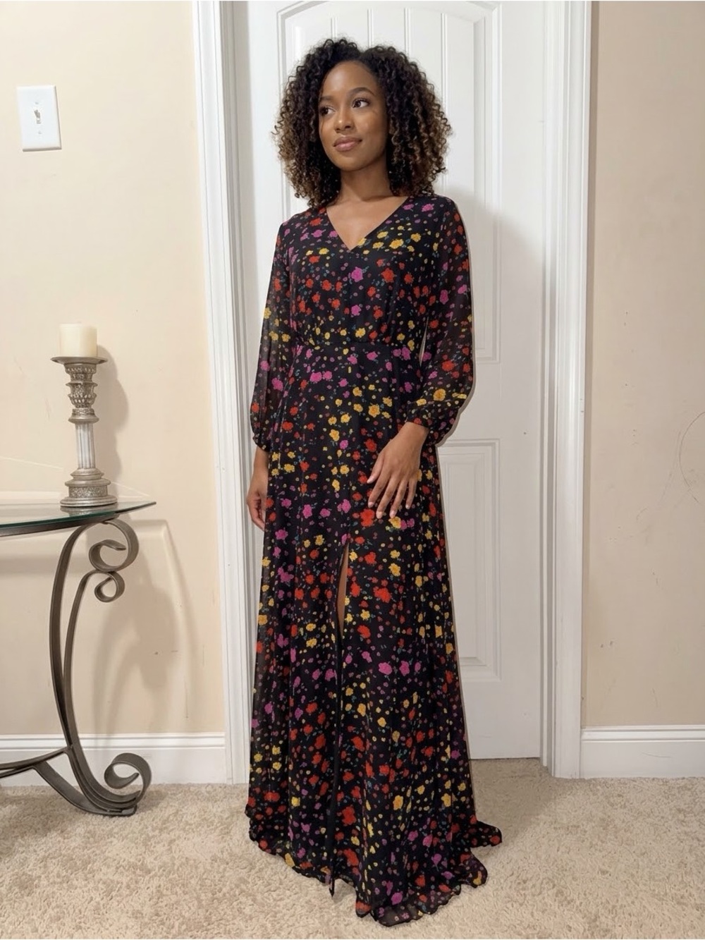 New York and Company Black Floral Women’s Multicolor Floral Print Maxi Dress